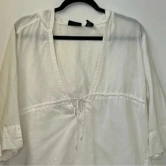 New York & Company‎ Comfort Zone Linen Blend Beachy Hoodie Top Sz L - Picture 4 of 12